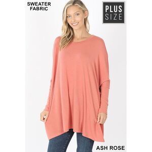 World of Leggings Oversized Round Neck Poncho Plus Size Sweater